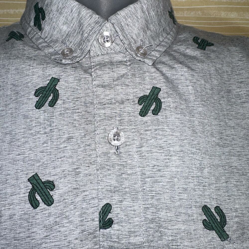 Molokai Surf Co. Men's Grey Cactus Short Sleeve Shirt L 0609